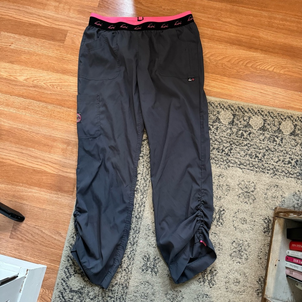 Koi Gray Pants with Pink Accents